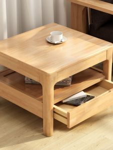 Solid Wood Square Table Long End Table Sofa Side Table Side Tea Table Minimalist Wooden Table Corner Table Movable Side Table Balcony Small Wooden Table