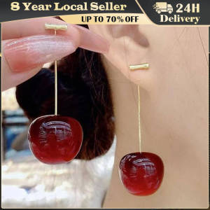 Sweet Red Cherry Earring for Women Trendy Korean Small Fresh Sweet Lovely Cherries Pendant Fruit Earrings Party Jewelry Gifts