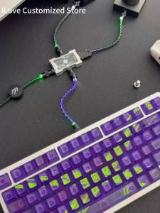 15cm/130cm C-C/USB-C Single Crystal Copper Keyboard Cable Supports 8K Magnetic Controllable Lights for HM Hub Computer Keyboard