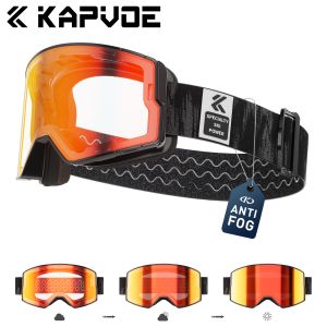 Kapvoe Snow Goggles Men Photochromic Ski Goggles Snowboard Anti-Fog Mask for Women UV400 Glasses Snowmobile Cycling Glasses