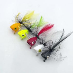 5PCS Fly Fishing Flies Poppers Topwater Fishing Lures Bass Crappie Bluegill Panfish Trout Salmon Perch Steelhead Fishing Lure