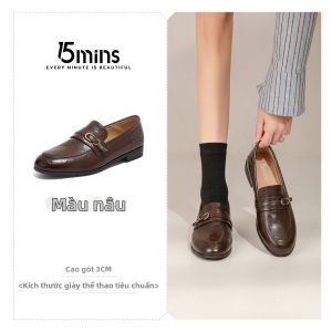 15MINS | Giày Lười Đen Phong Cách Vintage cho Phụ Nữ