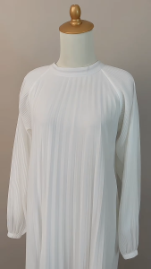 White Gamis Raya Selesa Party/Muslimah Maxi Dress Pleated Casual Modest Polos