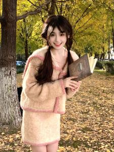 Princess Style Two-Piece Set Dress High Waist A-Line Skirt No-Sleeve Short Length Pure Color Winter Fashion Korean Drama New Years Outfit