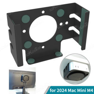 All Metal Mount Holder Bracket for Mac Mini M4/M4 Pro 2024 Under Desk or Behind The Monitor Under Holder Desktop Rack Cooling