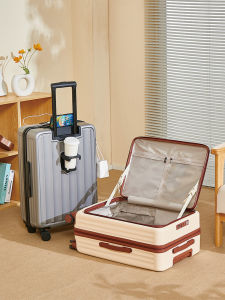 Large Capacity Womens Expandable Luggage Travel Suitcase Side Opening Carry-On Bag 20 Inch Fashionable ABS+PC Material