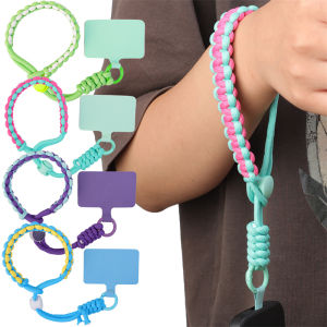 Fashion Braid Mobile Phone Lanyard Anti-lost Short Wrist Band Pendant Hanging Rope Adjustable Keychain Wriststraps with Tab