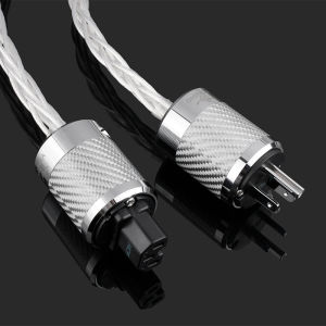 YYAUDIO HIFI Power Cable 7N OCC Silver Plated Hi-End Audio Cable EU/US Carbon fiber shell Plug Connection Filter CD Amplifier