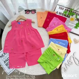 [8-26kg] Bộ lửng Thương hiệu Bảo Châu cho bé gái chất vải tole/Lanh Công ty Việt Thắng.