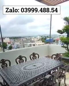 Bộ bàn ghế sân vườn ngoài trời HCN Bộ bàn ghế ban công ngoài trời nhôm đúc Bàn ghế ngoài trời - BO26