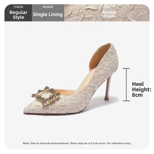 Agsdon | French Pointed Stiletto High Heels Water Drilling Buckle Shoes