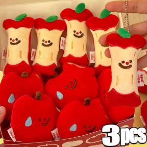 3PCS Cute Apple Plush Toy Keychain Cartoon Apple Soft Stuffed Doll Pendant Car Keyring Backpack Bag Decor Kid Gift