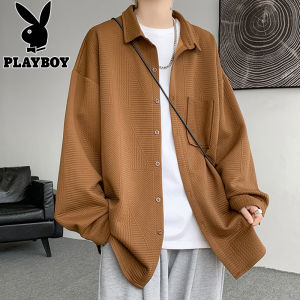 White Long Sleeve Mens Shirt Spring Autumn New Style 2025 Outerwear Trendy Brand Premium Feel Loose Fit Button down Polyester