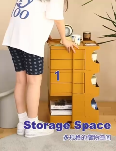 Ⓜ️ZEROIDEASⓂ️ ABS Portability 360 Rotating Drawer Organizer Cart Trolley Movable Coffee Table Bedside Table Sofa Side Table Cart Trolley Movable Tea Table Kitchen Rack Movable Drawer Snack Storage Rack Organizer Cart Trolley Makeup Rack Cosmetics Rack