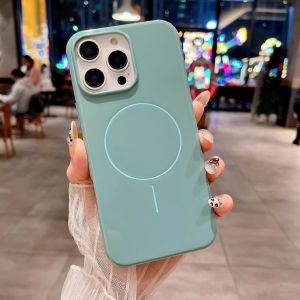 High-End Glossy Magnetic Phone Case for iPhone 16 pro Max Soft Touch Anti-Fall Couple Compatible N52 Magnet Shockproof XR Shell