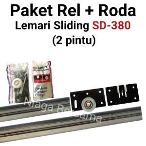 Rel Sliding Lemari 2 Pintu 15 Meter Model Timbul Plus Roda Geser SD 380