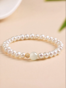 QINGXIANGTAI | Natural Freshwater Pearl Bracelet Genuine Quality Chinese Design Jade Charms