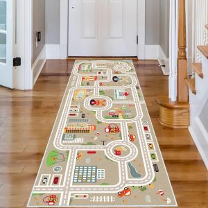 VIKAMA Bé Trai Hoạt Hình Hành Lang Chạy Thảm Chống Trơn Trượt Phòng Ngủ Trẻ Em Chơi Dải Thảm Polyester Trang Trí Nhà Cửa Phòng Khách Ban Công Thảm