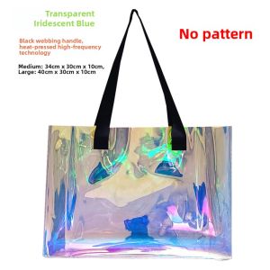 Laser Cut PVC Transparent Beach Waterproof Large Capacity Shoulder Bag Zipper Handbag Vibrant Color Shopping Bag for Everyone