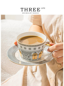 Tlife Swan Ceramic Coffee Set Afternoon Tea Gold Edge European Luxury Style Coffee Utensils Household Use Nordic Style