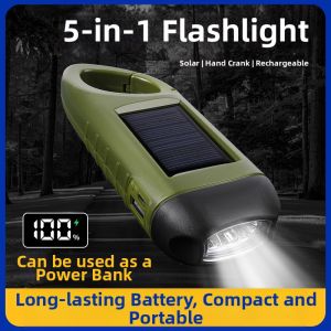 PATGEAR |Solar & Hand Crank Bright Rechargeable Flashlight