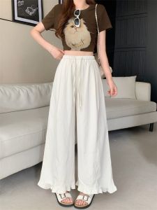 Quần Dài 3/4 Quần Rộng Phong Cách Casaul Cao Thắt Dây Slim Fit Kích Thước Lớn