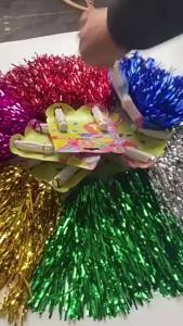 Nexlent Cheerleader Metallic Foil PomPoms with Handle for Sports Cheers Ball Dance & Fancy Dress Night Party