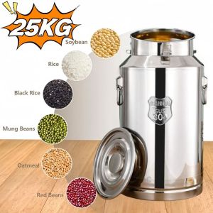 lagayan ng bigas 25 kilos stainless rice storage container dispenser 25kg metal rice bucket rice jar