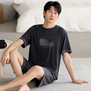 New 2025 Mens Sleepwear Summer Modal Thin Short Sleeve Ice Silk Cool Feeling Large Size Home Clothes Comfortable Casual Home Scene