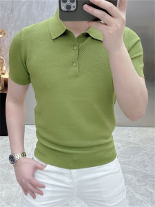 Áo Thun Nam Cổ Polo Tay Ngắn Mùa Hè 2024 Thời Trang Nam Dáng Ôm Màu Trơn Ice Silk Cổ Bẻ Tay Ngắn in Họa Tiết Thường Ngày