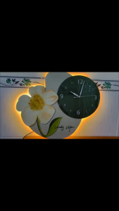 (ẢNH CHỤP) Tranh đồng hồ đèn led hoa tulip 17 trang trí quà tặng tân gia khai trương