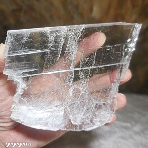 Premium 258 grams raw Selenite good transparency handheld decor display [Natural Crystal]