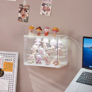 Transparent Acrylic Figure Storage Box Wall-Mounted Dustproof Display Case for Toy Figures And Collectibles 34x16x38cm