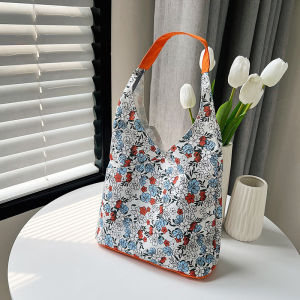Summer New Style Casual Canvas Shoulder Bag Fairy Artistic Floral Painting Tote Bag Women Universal Fashion Accessory