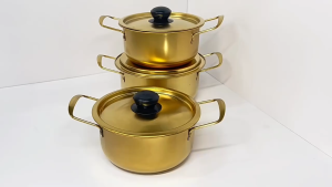 ☀️Life Core☀️ Korean Style Gold Ramen Noodle Pot 18cm / Periuk Mee Korea Emas Korea Ramen Pot Noodle Golden Yellow Aluminium Soup Steel Lid Gold K Drama Bowl
