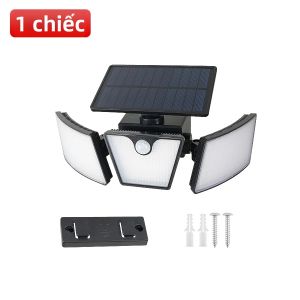 Đèn Năng Lượng Mặt Trời Ngoài Trời 265 LED Với Tấm Pin Mặt Trời Siêu Lớn Cảm Biến Chuyển Động Đèn Tường Siêu Sáng Cho Vườn Nhà Để Xe Sân Chống Nước IP65