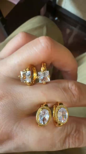 14k Buy 1 Get 1 Free Bangkok gold Zircon earrings