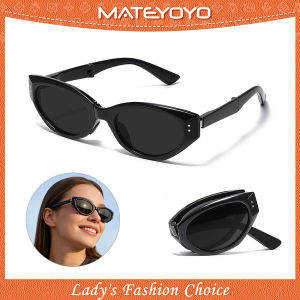 MATEYOYO Foldable Sunglasses Retro Cat’s Eye Sunglasses Narrow Frame Fashion Summer Sunglasses UV400 Protection Polarized Sunglasses Eyes Protection Eyewear Sun Glasses For Men Women