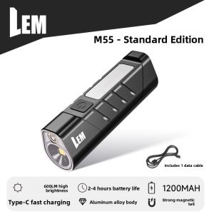 Portable Mini LED Flashlight LEM Durability Magnetic Suction Work Light Outdoor Patrol Charging Small Size Student Home Use