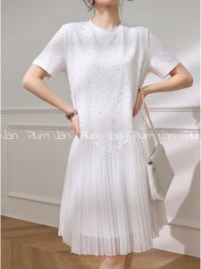 PlumJan | Luxury Round Neck A-Line Short Sleeve Dress