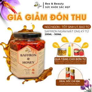 Saffron ngâm mật ong kỷ tử BeeBeauty chính hãng nhụy hoa nghệ tây mật ong nguyên chất thượng hạng 200ml 500ml