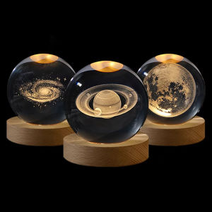 Unique 3D Crystal Ball Night Light Light Milky Way Galaxy Solar System Crystal Ball Children Night Lamp Bedroom Ambient Light Cr