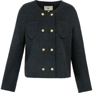 HR | HR Helena Woolen Short Jacket Womens Retro British Style Quality Top Button Pocket Design Straight Cut Commute Fashion