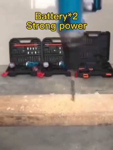 【2×Batter】Makita Japan Original Electric Impact Drill 168V Cordless Hand Drill Power Tools Hammer Drill Drill Double-Speed Cordless Drill 2 Li-Ion Battery Multifunctional Electric Drill Screwdriver with LED Light Accessory Set