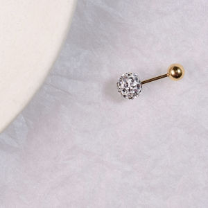 Titanium Steel Double Ball Stud Earrings Personality Flat Head Double-End Screw Tightening Buckle Rhinestone Ball Ear Bone Stud Cochlear Bone Super Flash Thin Needle Flat