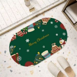 VIKAMA Diatomaceous Earth Bathroom Mat Christmas Tree Doormat Home Bathroom Toilet Foot Mat Holiday Decorative Rug home