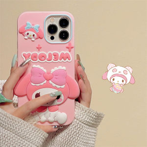 CrashStar เคสโทรศัพท์3D นิ่มลายการ์ตูนน่ารัก สีชมพูส สำหรับ iPhone 15 14 Pro Max 13 12 Pro Max 11