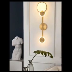 Lampu Dinding Kamar Tidur & Lampu Samping Tempat Tidur Nordic Halo Ruang Tamu Latar Belakang Lampu Hias Dinding Sederhana Lorong Lampu LED 3 Warna Wall Lamp MOOISHC