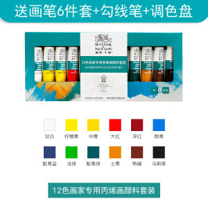 Windsor Newton Acrylic Paint Set 24 Colors for Beginners 18 Colors Wall Painting Textile Fiber Waterproof Durable for DIY Stone Painting Pebble Coloring