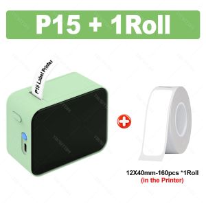 12-15mm Inkless Thermal Label Printer Self Adhesive Sticker Labeling Machine Mini Portable Bluetooth P15 Maker with 12*40mm Roll